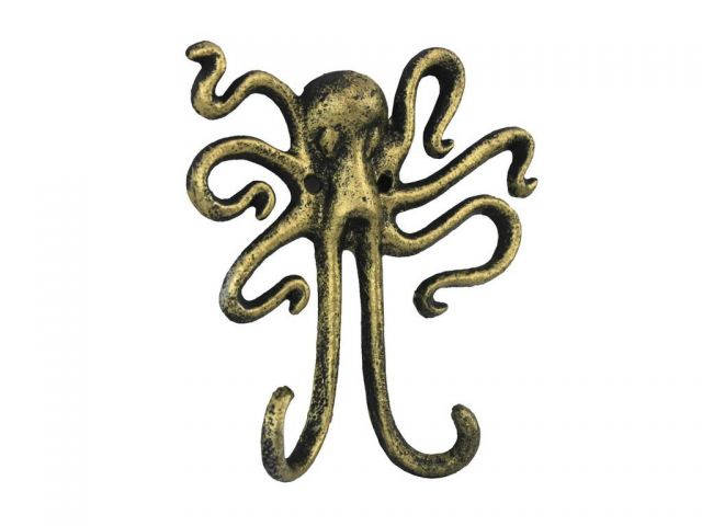 Antique Gold Cast Iron Decorative Wall Mounted Octopus Hooks 6