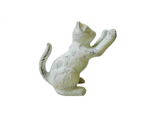 Whitewashed Cast Iron Cat Door Stopper 5