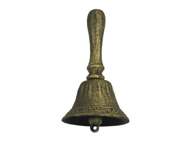 Rustic Gold Cast Iron Hand Bell 7