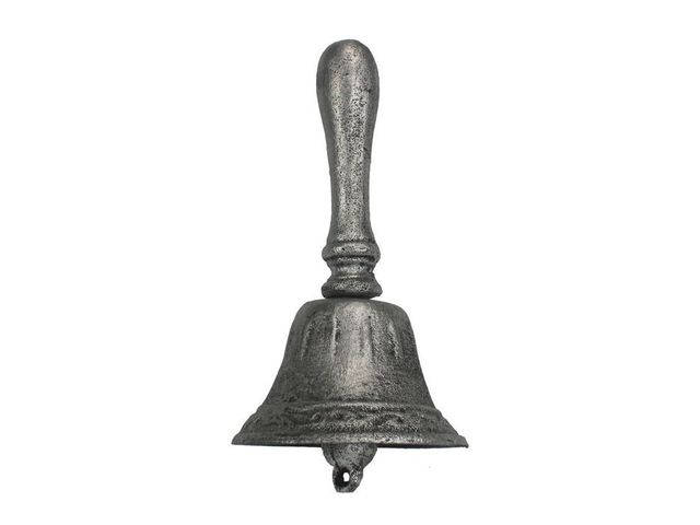 Rustic Silver Cast Iron Hand Bell 7