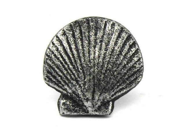 Antique Silver Cast Iron Seashell Napkin Ring 2 - set of 2