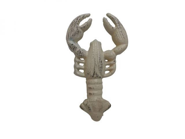 Aged White Cast Iron Decorative Wall Mounted Lobster Hook 5