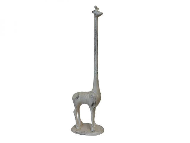 Aged White Cast Iron Giraffe Extra Toilet Paper Stand 19