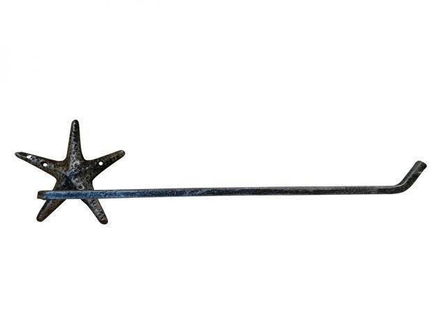 Rustic Silver Cast Iron Starfish Wall Mounted Paper Towel Holder 18