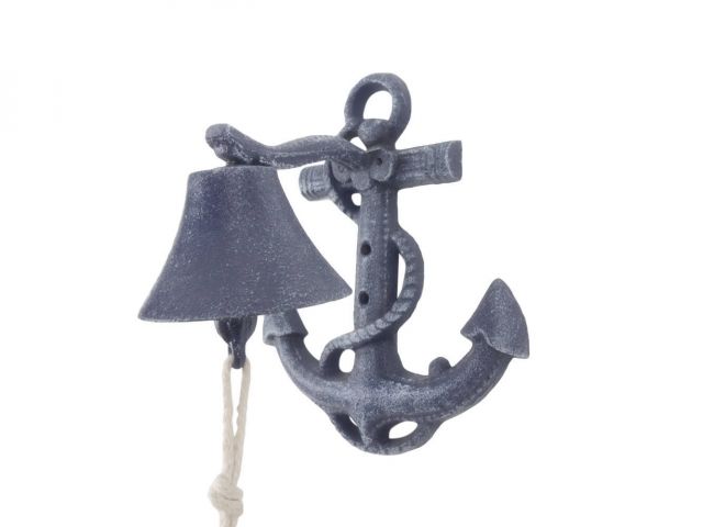Rustic Dark Blue Cast Iron Wall Mounted Anchor Bell 8