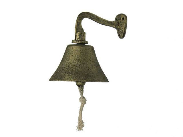Rustic Gold Cast Iron Hanging Ships Bell 6