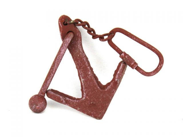 Red Whitewashed Cast Iron Anchor Key Chain 5