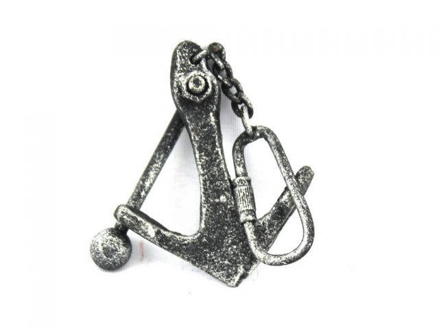 Antique Silver Cast Iron Anchor Key Chain 5