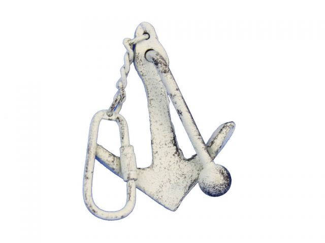 Whitewashed Cast Iron Anchor Key Chain 5