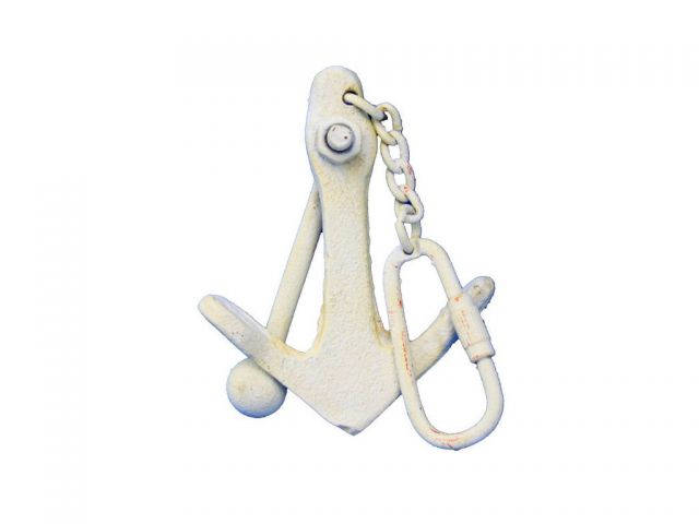 Antique White Cast Iron Anchor Key Chain 5