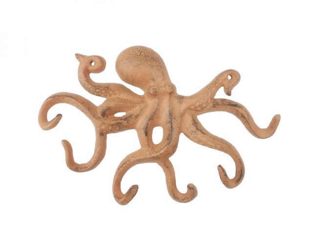 Rustic Orange Cast Iron Octopus Hook 11