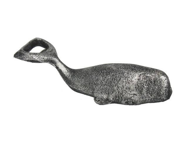 Rustic Silver Cast Iron Whale Bottle Opener 7