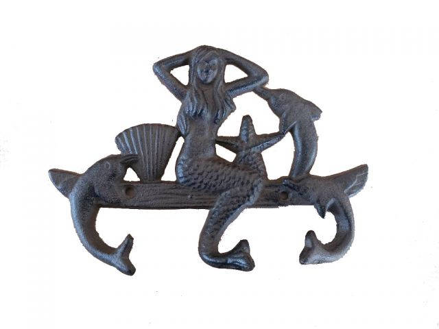 Cast Iron Wall Mounted Mermaid with Dolphin Hooks 9