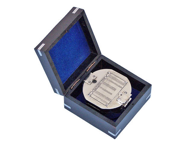 Chrome Brunton Pocket Transit Compass with Black Rosewood Box 4
