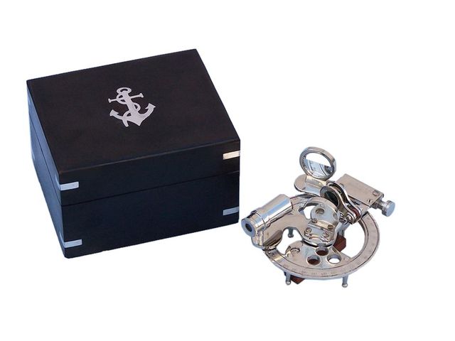 Chrome Round Sextant with Black Rosewood Box 4
