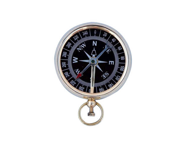 Solid Brass Beveled Black Faced Compass 3