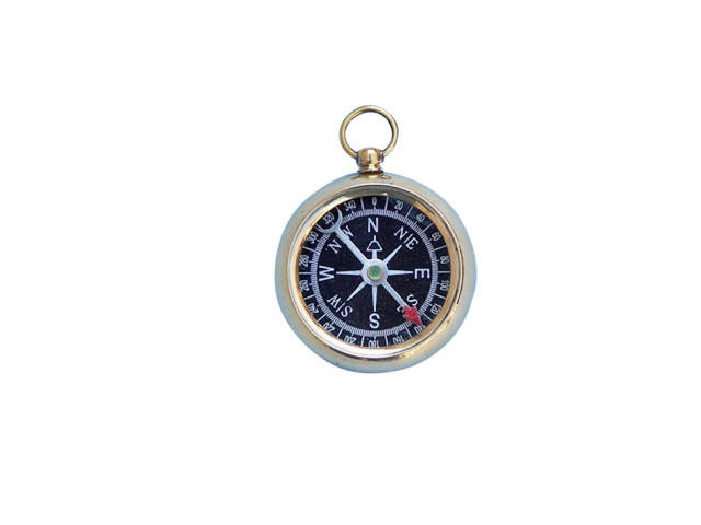 Solid Brass Beveled Black Faced Compass 2