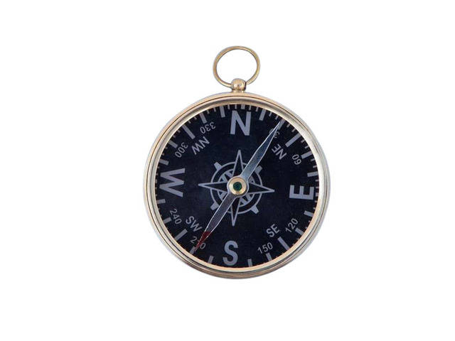 Solid Brass Captains Black Faced Compass 3