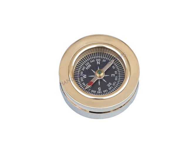 Solid Brass Paperweight Compass 3