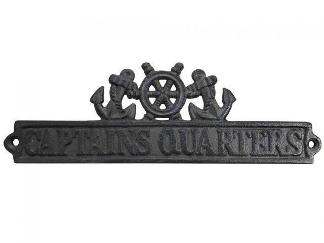  Cast Iron Captains Quarters Sign with Ship Wheel and Anchors 9