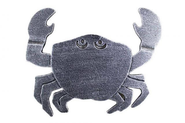 Antique Silver Cast Iron Crab Trivet 11