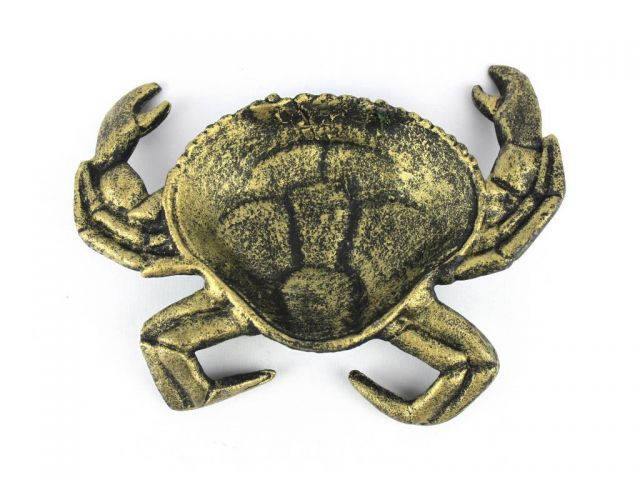 Antique Gold Cast Iron Crab Decorative Bowl 7