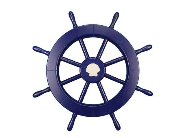Dark Blue Decorative Ship Wheel with Seashell 18
