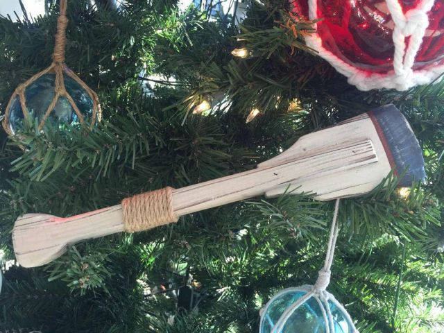 Wooden Winthrop Decorative Squared Rowing Boat Oar Christmas Ornament 12 