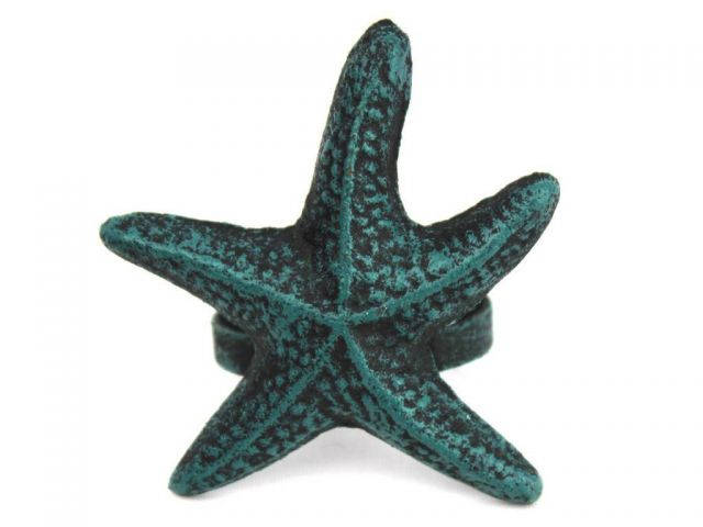 Seaworn Blue Cast Iron Starfish Napkin Ring 3 - set of 2