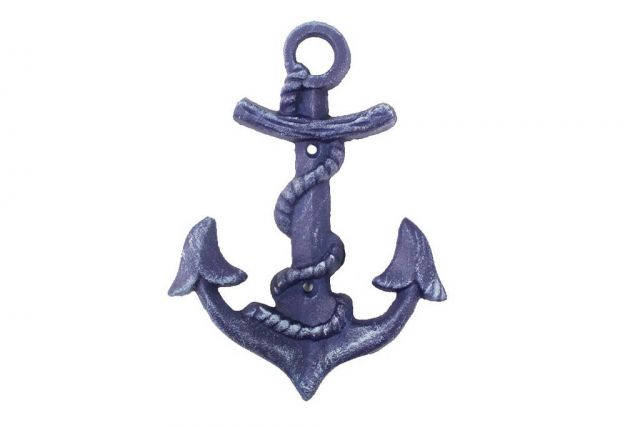 Rustic Dark Blue Cast Iron Anchor Hook 8