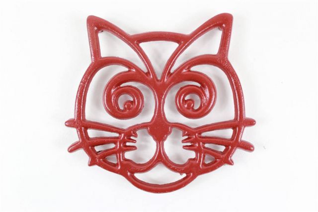 Rustic Red Cast Iron Cat Trivet 7
