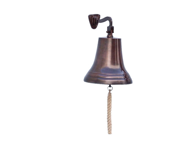 Antiqued Copper Hanging Ships Bell 18