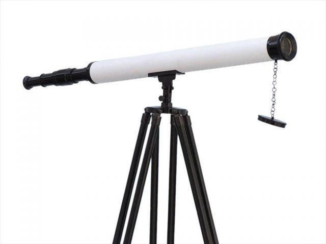 Floor Standing Oil-Rubbed Bronze-White Leather with Black Stand Harbor Master Telescope 60