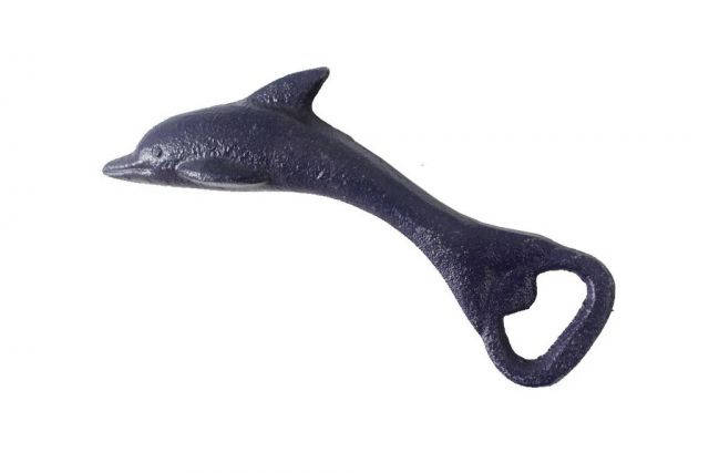Rustic Dark Blue Cast Iron Dolphin Bottle Opener 7