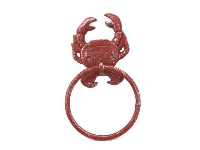 Rustic Red Cast Iron Crab Towel Holder 8