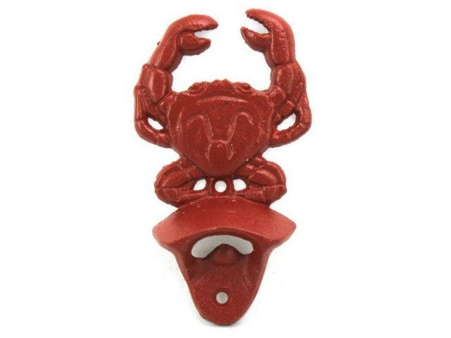 Rustic Red Cast Iron Wall Mounted Crab Bottle Opener 6