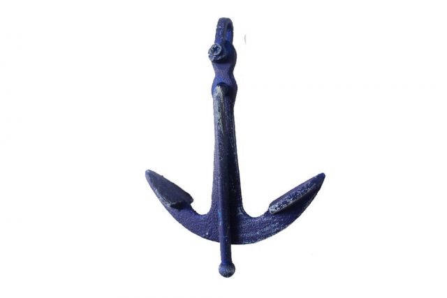 Rustic Dark Blue Cast Iron Anchor Paperweight 5