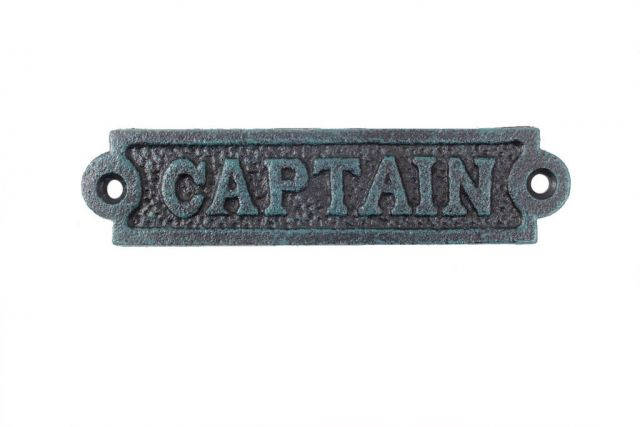 Seaworn Blue Cast Iron Captain Sign 6