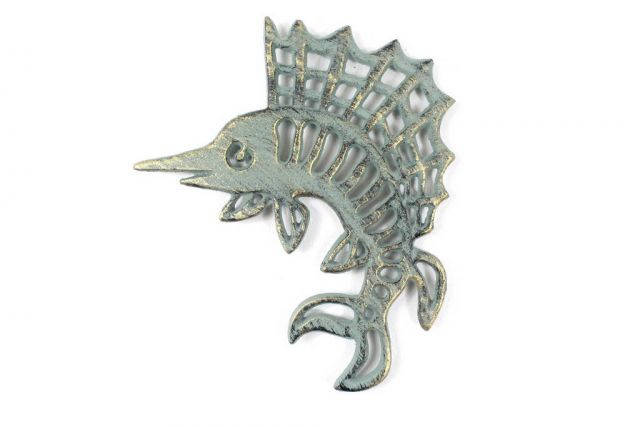 Antique Seaworn Bronze Cast Iron Marlin Trivet 8