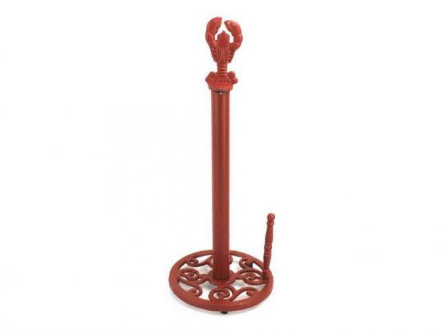 Rustic Red Cast Iron Lobster Paper Towel Holder 16