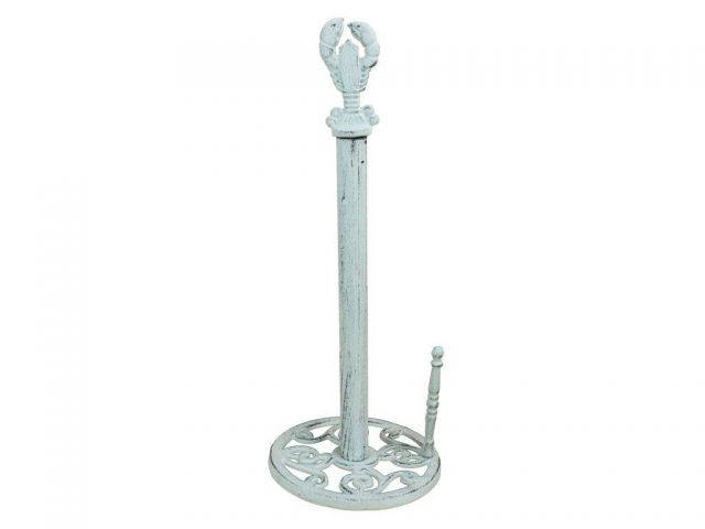Whitewashed Cast Iron Lobster Paper Towel Holder 16