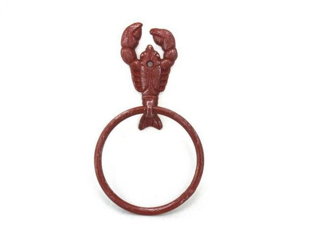 Rustic Red Cast Iron Lobster Towel Holder 9