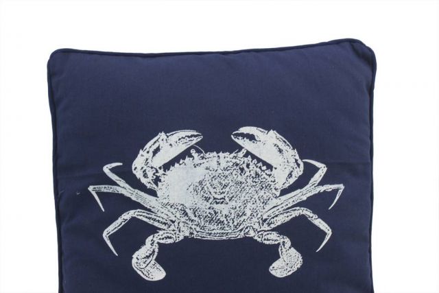 Navy Blue and White Crab Pillow 16
