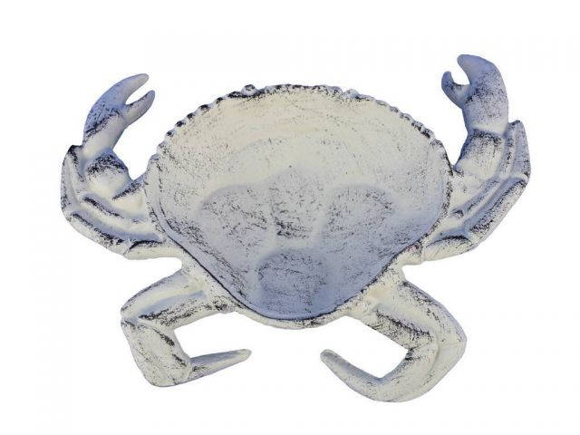 Whitewashed Cast Iron Crab Decorative Bowl 7