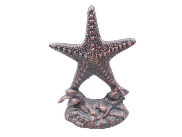 Set of 2 - Rustic Copper Cast Iron Starfish Book Ends 11