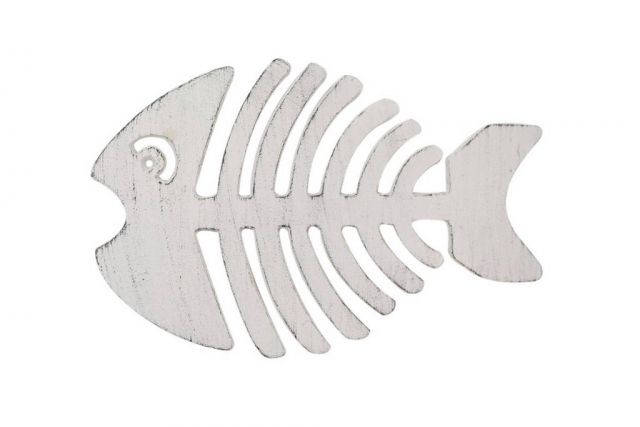 Rustic Whitewashed Cast Iron Fish Bone Trivet 11