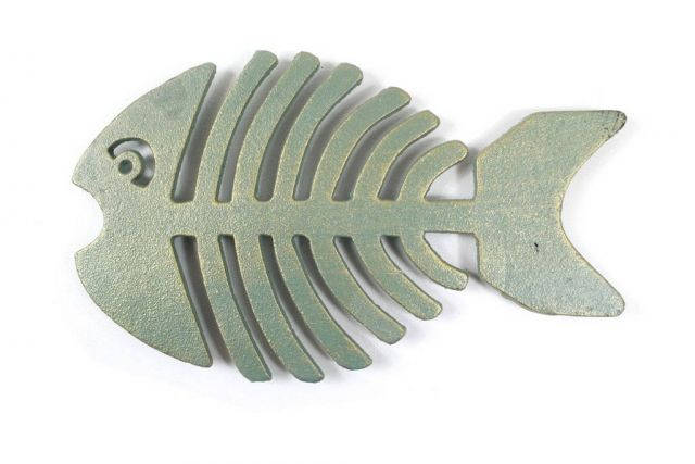 Antique Seaworn Bronze Cast Iron Fish Bone Trivet 11