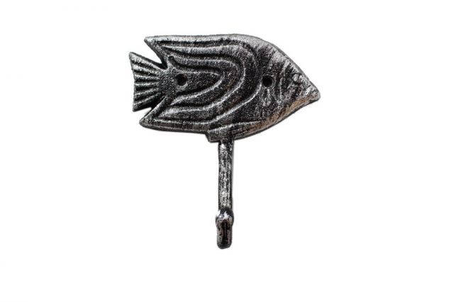 Rustic Silver Cast Iron Angel Fish Wall Hook 5