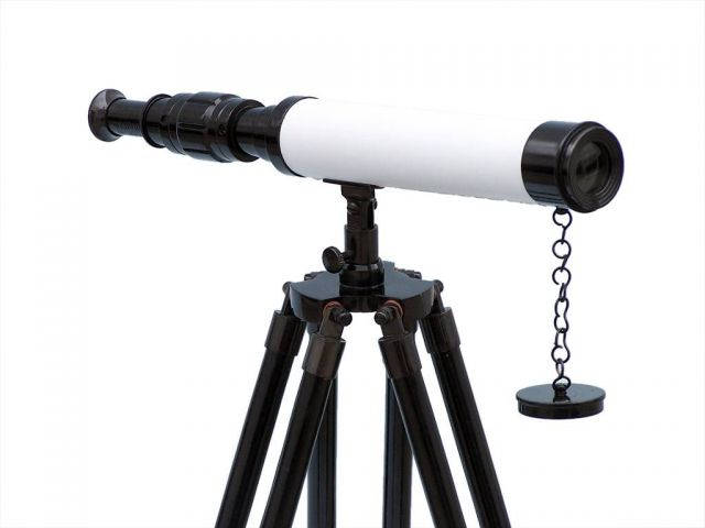 Standing Oil-Rubbed Bronze with White Leather Harbor Master Telescope 30