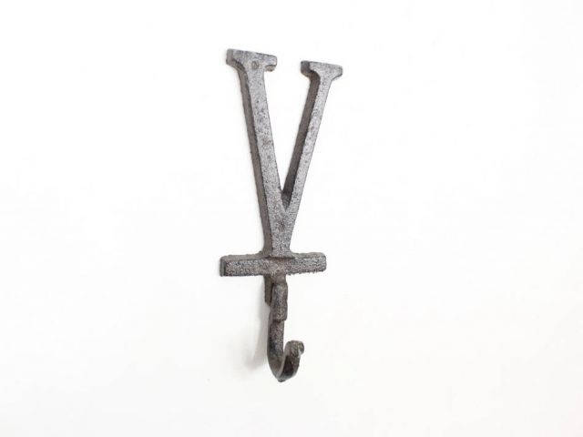 Cast Iron Letter V Alphabet Wall Hook 6